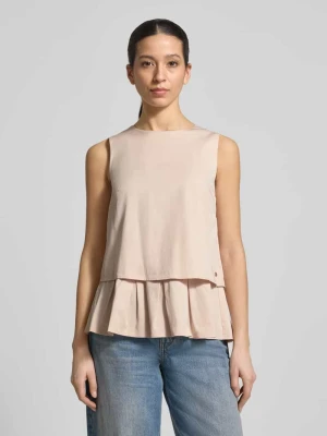 Bluzka z falbaną u dołu i okrągłym dekoltem Marc Cain