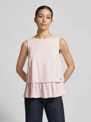 Bluzka z falbaną u dołu i okrągłym dekoltem Marc Cain