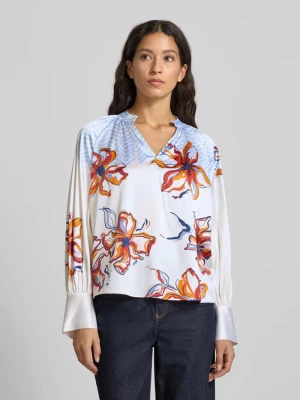 Bluzka z jedwabiu o kroju regular fit z kołnierzem z lamówką HERZENS