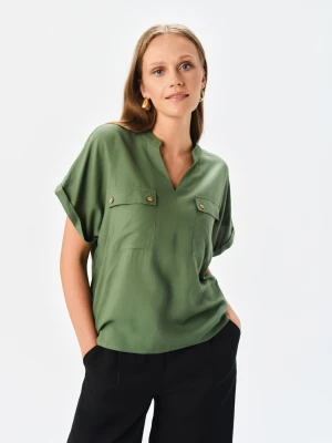 Bluzka z kieszeniami w kolorze oliwkowym Top Secret