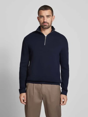 Bluzka z kołnierzem i detalem z logo model ‘BLAMILANO’ Jack&Jones Niebieski