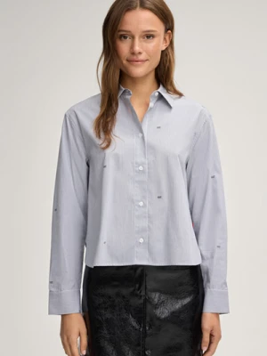 Bluzka z kołnierzykiem koszulowym Bhavani w kolorze szaro-białym, w paski Joop