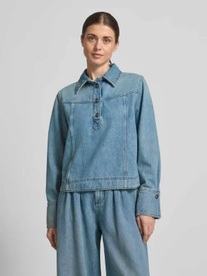bluzka jeansowa o kroju regular fit z efektem znoszenia model 'TOP TAVY' Ba&sh Jasnoniebieski