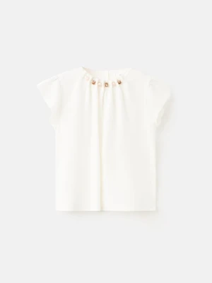 Bluzka z koralikami przy szyi biały - Dzieci - - MANGO KIDS