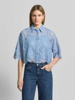 Bluzka z koronką i kołnierzykiem koszulowym MICHAEL Michael Kors