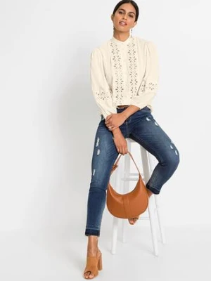 Bluzka z koronką z miękkiej mieszanki wiskozy bonprix