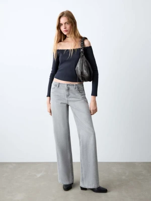 Bluzka z koronki z dekoltem typu łódka granatowy - Teen - - MANGO TEEN