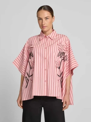 Bluzka z krótkim rękawem o kroju oversized z czystej bawełny model 'JONKOE' Essentiel Antwerp Różowy