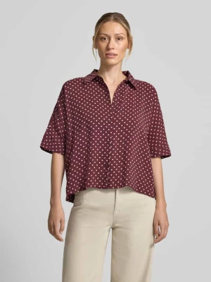bluzka z krótkim rękawem o kroju regular fit z mieszanki modalu model 'Farise polkadot' Opus Bordowy
