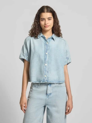 Bluzka z krótkim rękawem o kroju relaxed fit z czystej bawełny Marc O'Polo Jeansowy niebieski