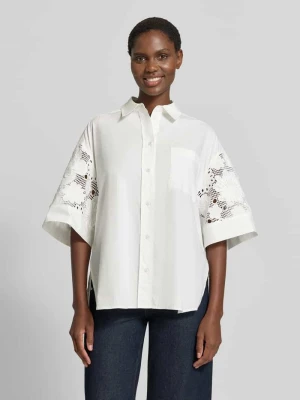Bluzka z krótkim rękawem o kroju relaxed fit z czystej bawełny model 'KALI' Essentiel Antwerp Biały