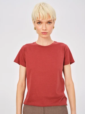 Bluzka z krótkim rękawem z dodatkiem lnu i jedwabiu TARANKO