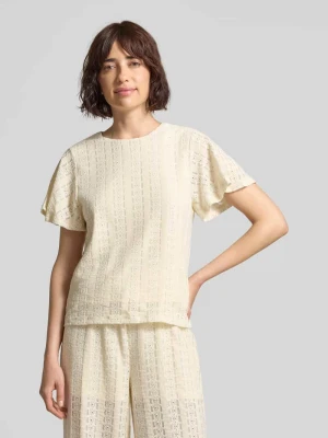 Bluzka z krótkim rękawem z haftem angielskim model 'CASSANDRA' Vero Moda