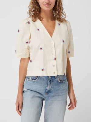 Bluzka z kwiatowymi haftami model ‘Olivia’ NEO NOIR