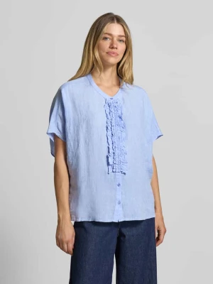 Bluzka z lnu o kroju relaxed fit z falbankami milano italy