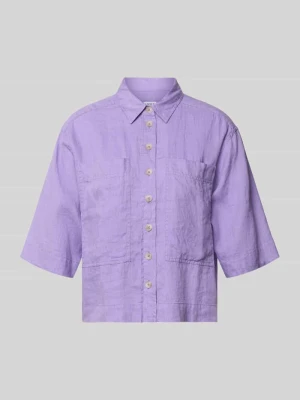 Bluzka z lnu w kroju regular fit z kieszeniami na piersi Emily Van den Bergh