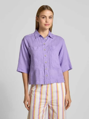 Bluzka z lnu w kroju regular fit z kieszeniami na piersi Emily Van den Bergh