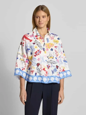 Bluzka z lnu z rękawem 3/4 i obniżoną linią ramion Christian Berg Woman