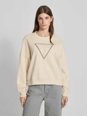 Zdjęcie produktu Bluzka z logo i obszyciem ozdobnymi kamieniami model ‘RACHELE’ Guess