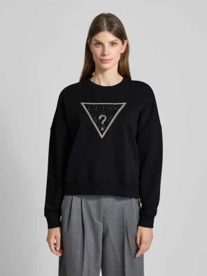 Zdjęcie produktu Bluzka z logo i obszyciem ozdobnymi kamieniami model ‘RACHELE’ Guess