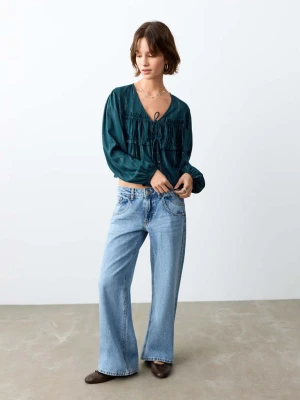 Bluzka z lureksu z kokardkami ciemnoniebieski - Teen - - MANGO TEEN