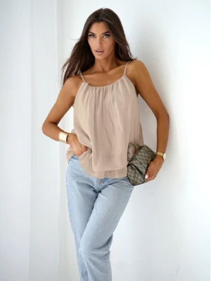 Bluzka z lyocellu na ramiączkach ROSILLA - beżowa  magmac 