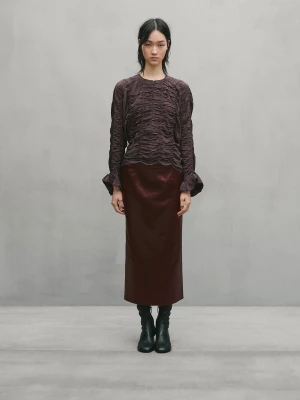 Bluzka Z Marszczeniem - Studio - Szarobrązowy - - Massimo Dutti - Kobieta