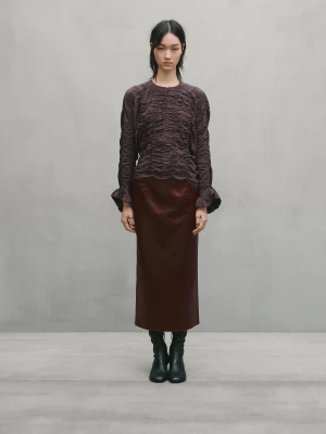Bluzka Z Marszczeniem - Studio - Szarobrązowy - - Massimo Dutti - Kobieta