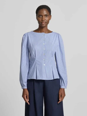 Bluzka z mieszanki bawełny z falbaną peplum Rich & Royal Błękitny