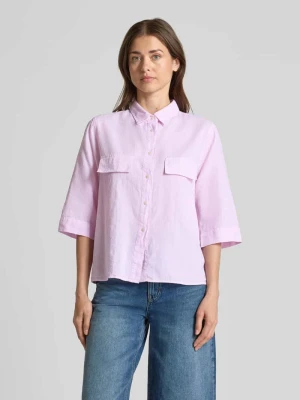 Bluzka z mieszanki lnu z kieszeniami na piersi model 'BEA' 0039 italy