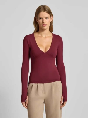 Bluzka z mieszanki wiskozy i elastanu z długim rękawem i dekoltem w serek Gina Tricot