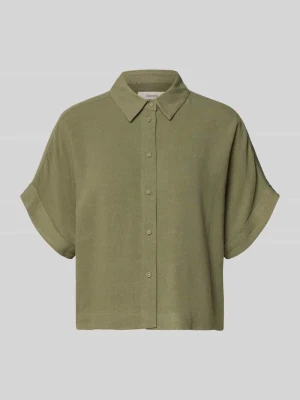 Bluzka z mieszanki wiskozy i lnu, krój regular fit, model 'VIVA' Selected Femme