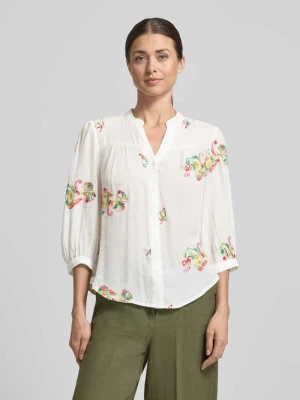 Bluzka z mieszanki wiskozy z przeszyciami, krój regular fit Apricot