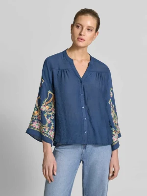 Bluzka z mieszanki wiskozy z przeszyciami, krój regular fit Apricot