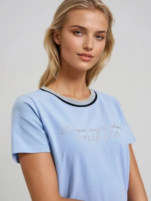 Bluzka z napisem błękitna Moodo