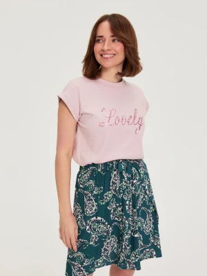 Bluzka z napisem różowa Moodo