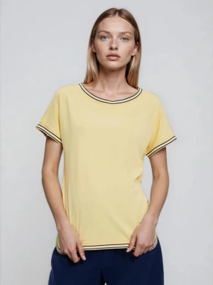 Bluzka z ozdobną lamówką żółta Moodo