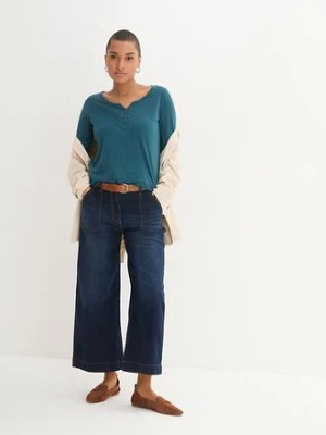 Bluzka z plisą guzikową z czystej bawełny organicznej bonprix