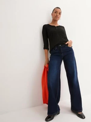 Bluzka z plisą guzikową z czystej bawełny organicznej bonprix