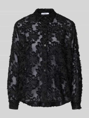 Bluzka z półprzezroczystego materiału z kołnierzykiem koszulowym model ‘Ol44isii’ ZABAIONE