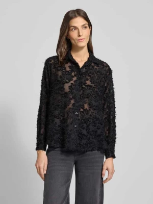 Bluzka z półprzezroczystego materiału z kołnierzykiem koszulowym model ‘Ol44isii’ ZABAIONE