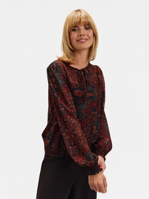 Bluzka z printem boho TOP SECRET Brązowy