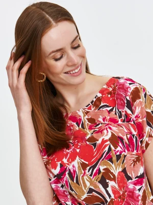 Bluzka z printem w czerwone kwiaty Top Secret