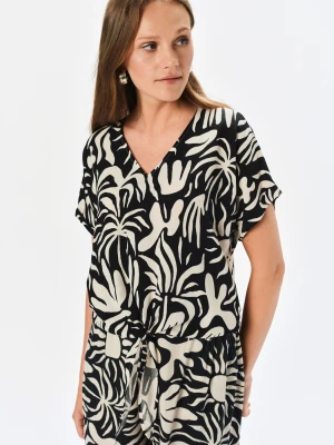 Bluzka z printem w kolorze czarno-białym Top Secret