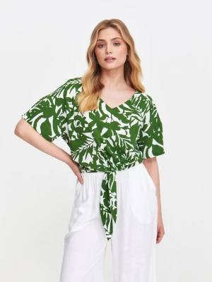 Bluzka z printem w zielone kwiaty Top Secret