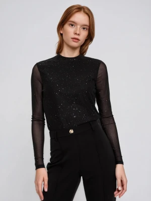 Bluzka z przezroczystymi rękawami czarna Moodo