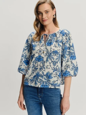 Bluzka z rękawem 3/4 i nadrukiem w kwiaty Greenpoint