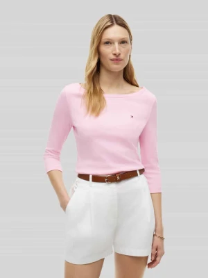 bluzka z rękawem o dł. 3/4 w kroju regular fit z czystej bawełny Tommy Hilfiger Mocnoróżowy