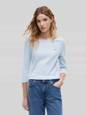 bluzka z rękawem o dł. 3/4 w kroju regular fit z czystej bawełny Tommy Hilfiger Jasnoniebieski