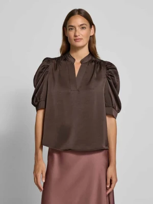 Bluzka z satyny z bufiastymi rękawami model ‘Roella’ NEO NOIR